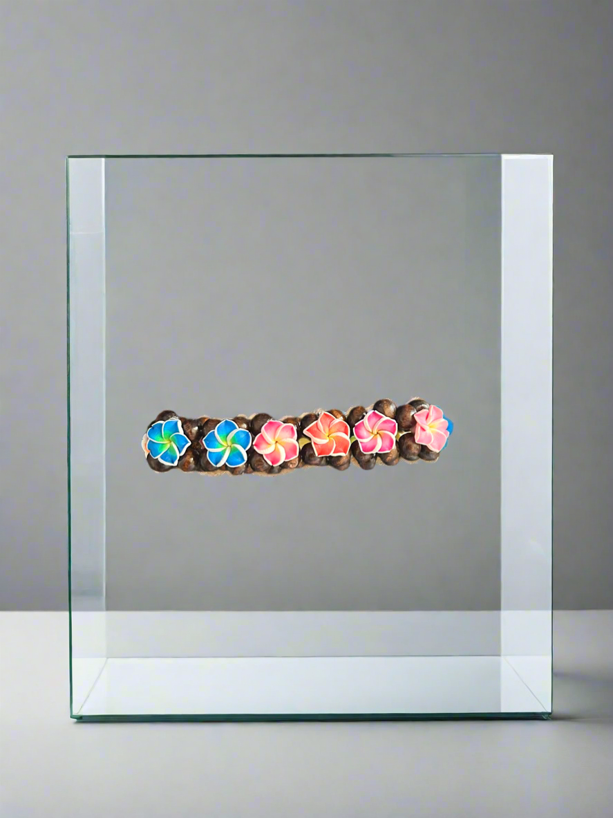 Blue and pink flower bracelet