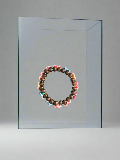Blue and pink flower bracelet